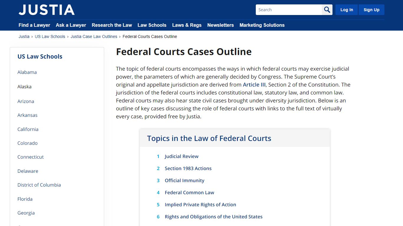 Federal Courts Cases Outline | Justia